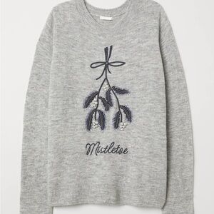 H&M Beaded Embroidered Holiday Sweater